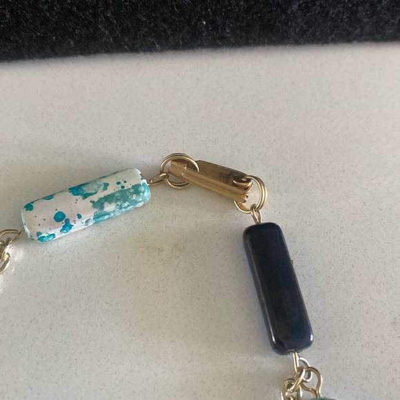 VTG Necklace Navy and Speckled Turquoise and White Necklace FINAL PRICE DROP - Picture 3 of 3